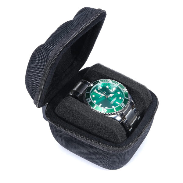 Travel Watch Case, Single Watch Box W/Zipper for Storage,Round and Portable, Fits Wristwatches Smart Watches up to 50mm — изображение 2